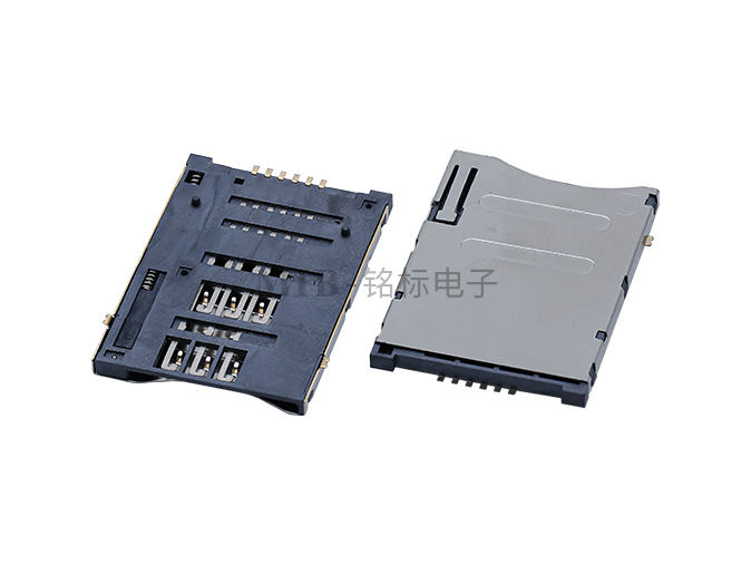 PUSH 6PIN 順向SIM卡座 H=1.85 有柱14.0